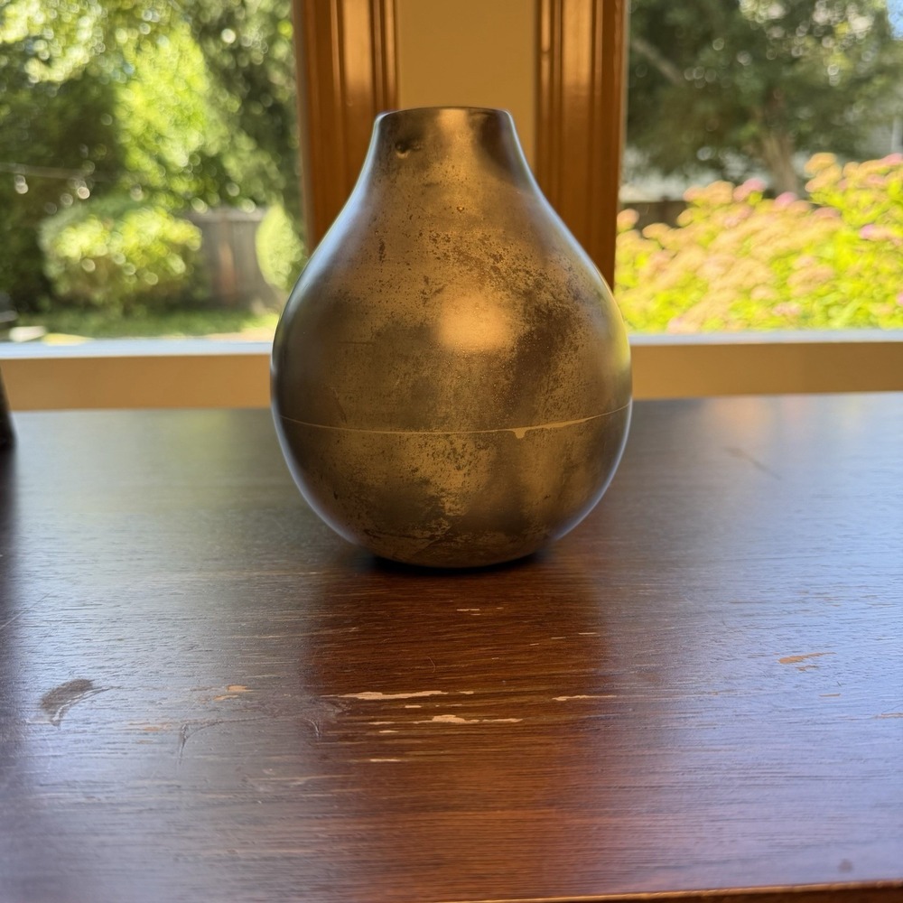 Crate and Barrel Birmingham Iron Vase Medium 682-584 Deep Grey Bronze